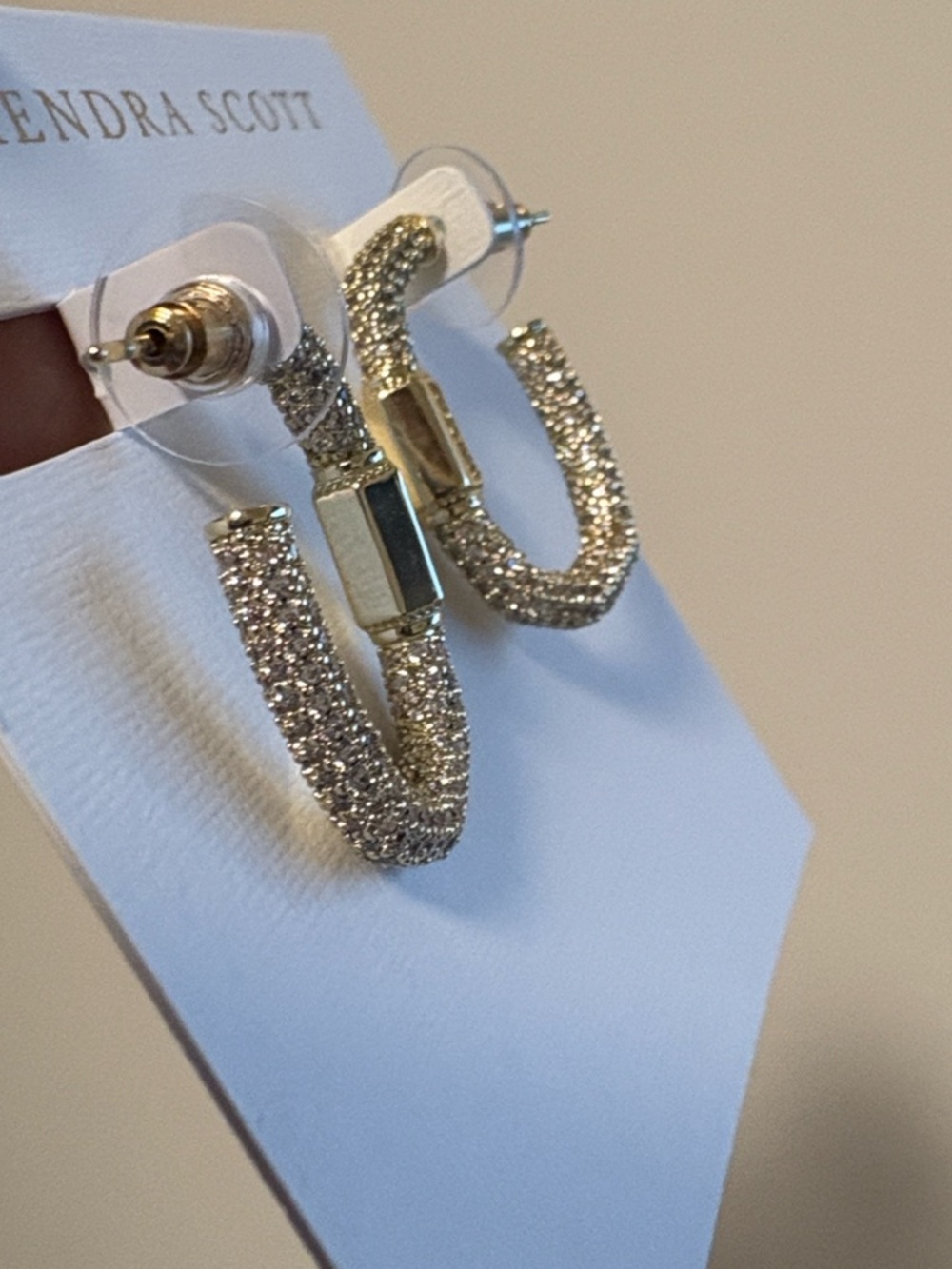 NWT [Kendra Scott] Emery Crystal Sparkle Medium Hoop Earrings, Gold or Black - Picture 9 of 11